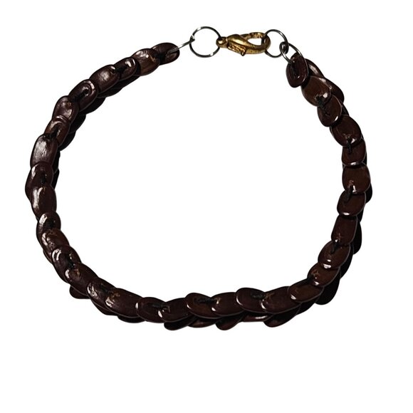 Handmade Boho Dark Brown Wooden Bead Bracelet Nature Fashion Jewelry Unisex - Picture 1 of 8